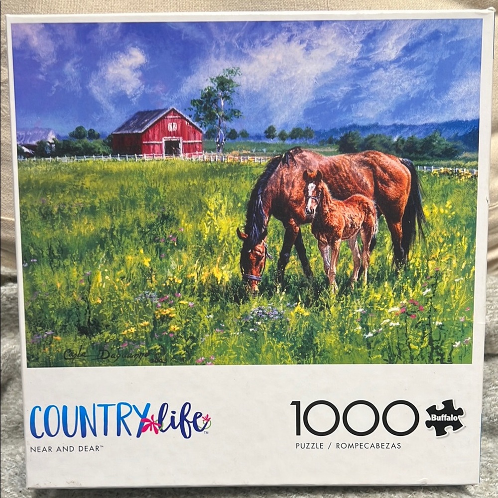 Country Life 1000 Piece Puzzle Near and Dear Red Barn and Horses SALE🔴3/$25!